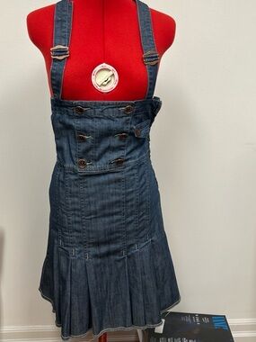 R marks Dark Blue Denim Suspender Skirt